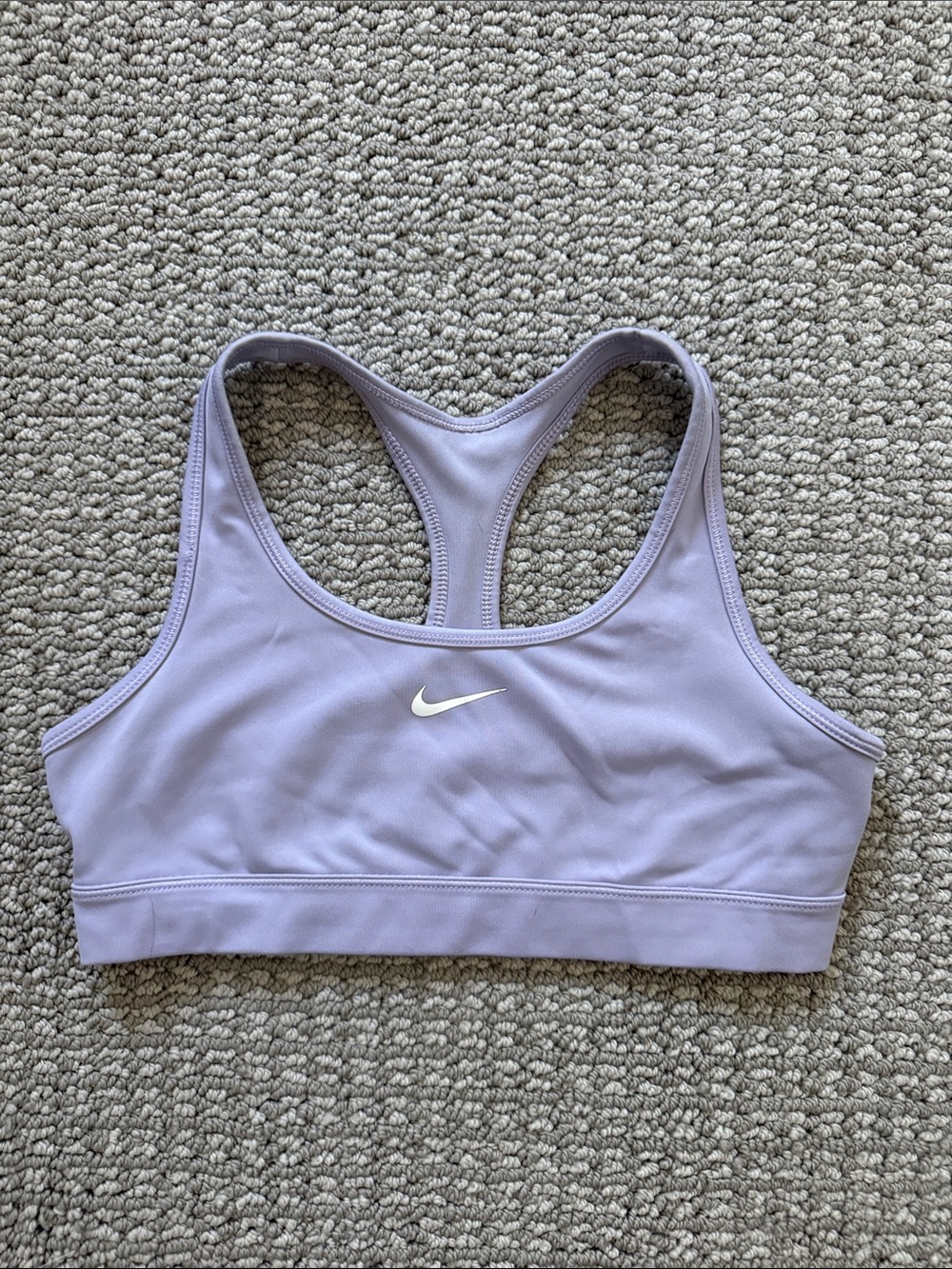 GIRLS Size M Nike Lavender Racerback Medium-Support Sports Bra with White Swoosh
